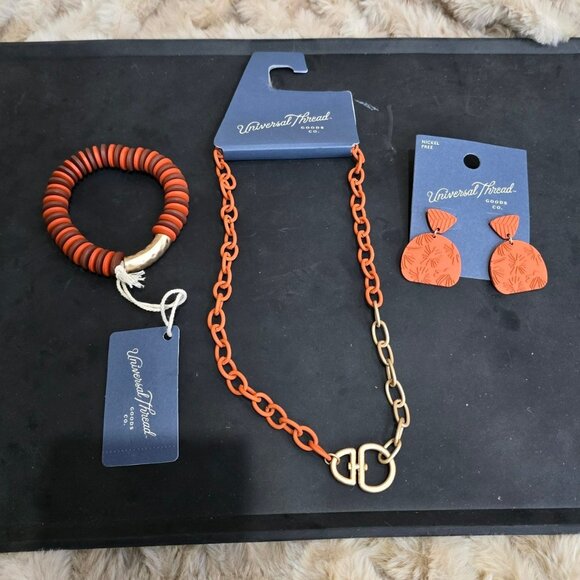 Jewelry set Universal Thread new orange necklace bracket earrings lot set - Picture 1 of 8